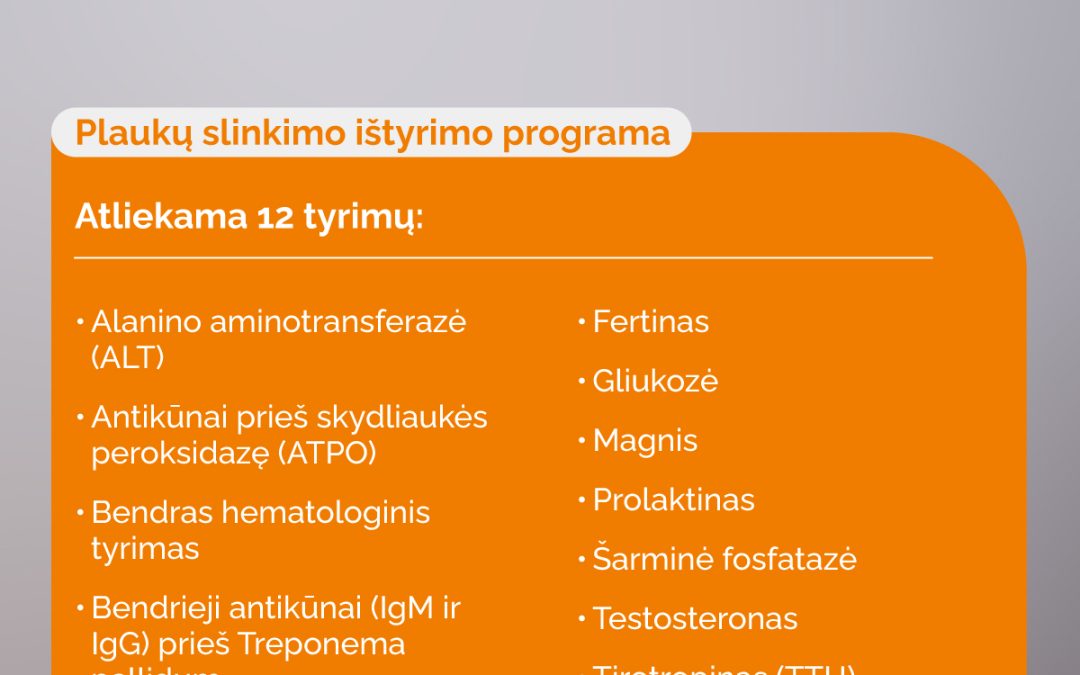 Plaukų slinkimo ištyrimo programa